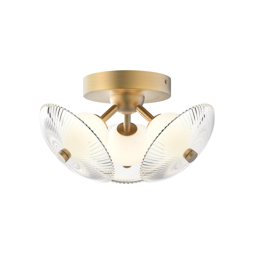 Alora Mood hera FM417604BGCR Ceiling Light - Brushed Gold/Clear Ribbed Glass