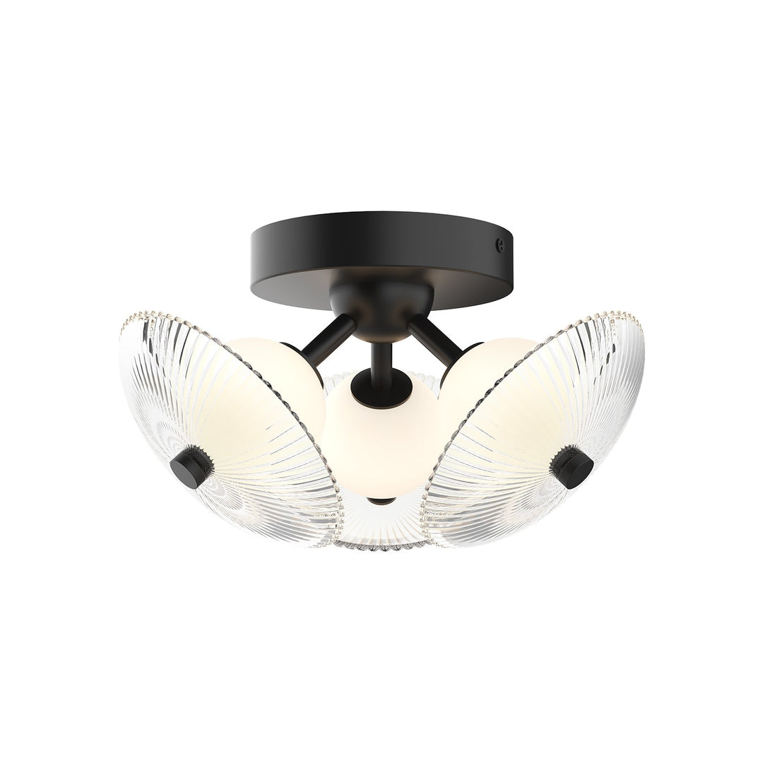 Alora Mood hera FM417604MBCR Ceiling Light - Matte Black/Clear Ribbed