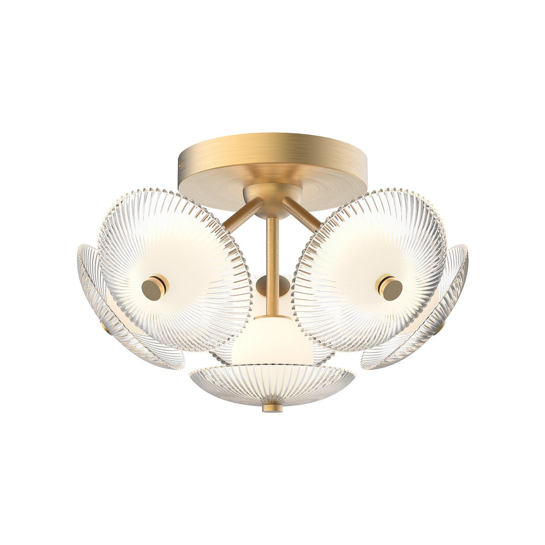 Alora Mood hera FM417606BGCR Ceiling Light - Brushed Gold/Clear Ribbed Glass