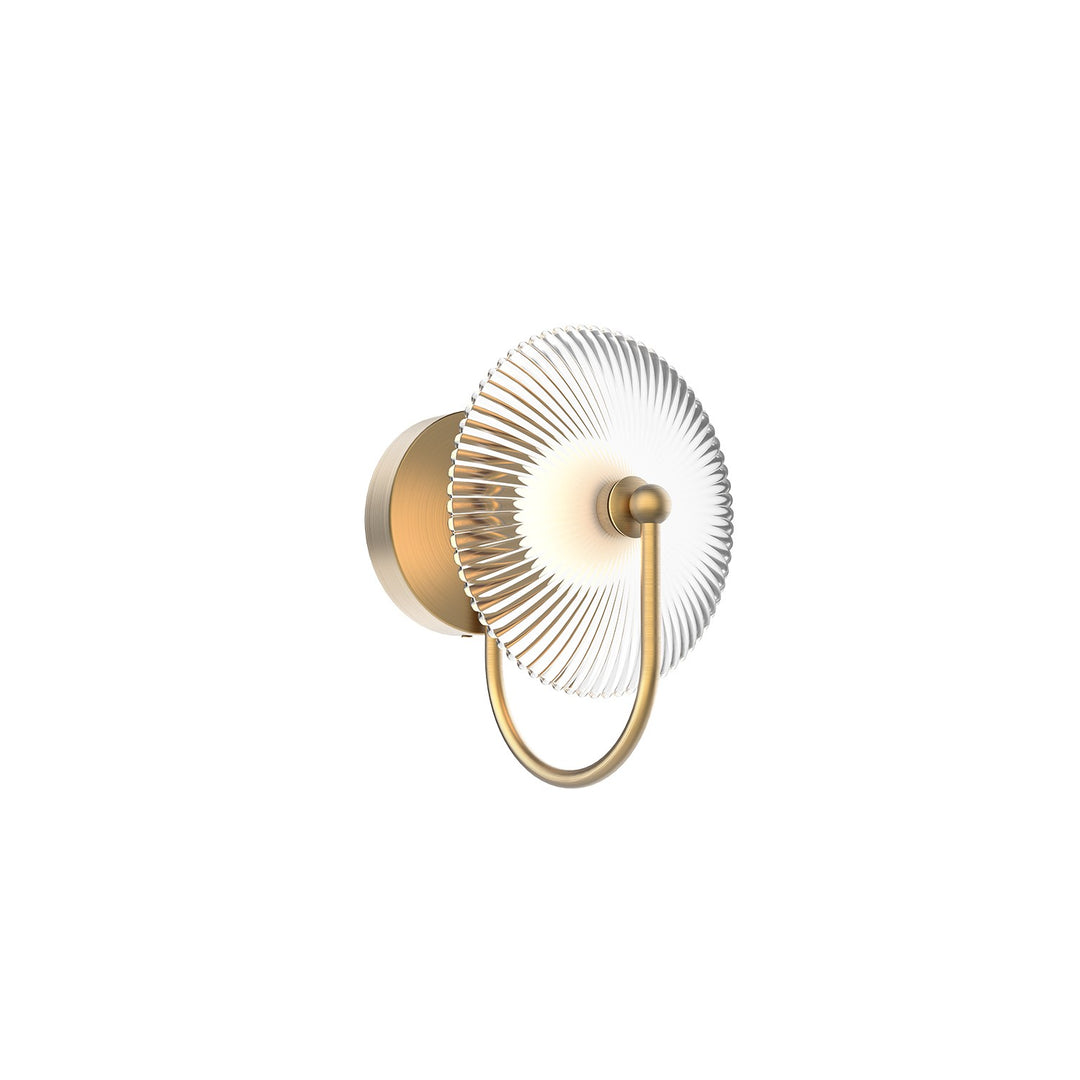Alora Mood hera WV417801BGCR Wall Light - Brushed Gold/Clear Ribbed Glass