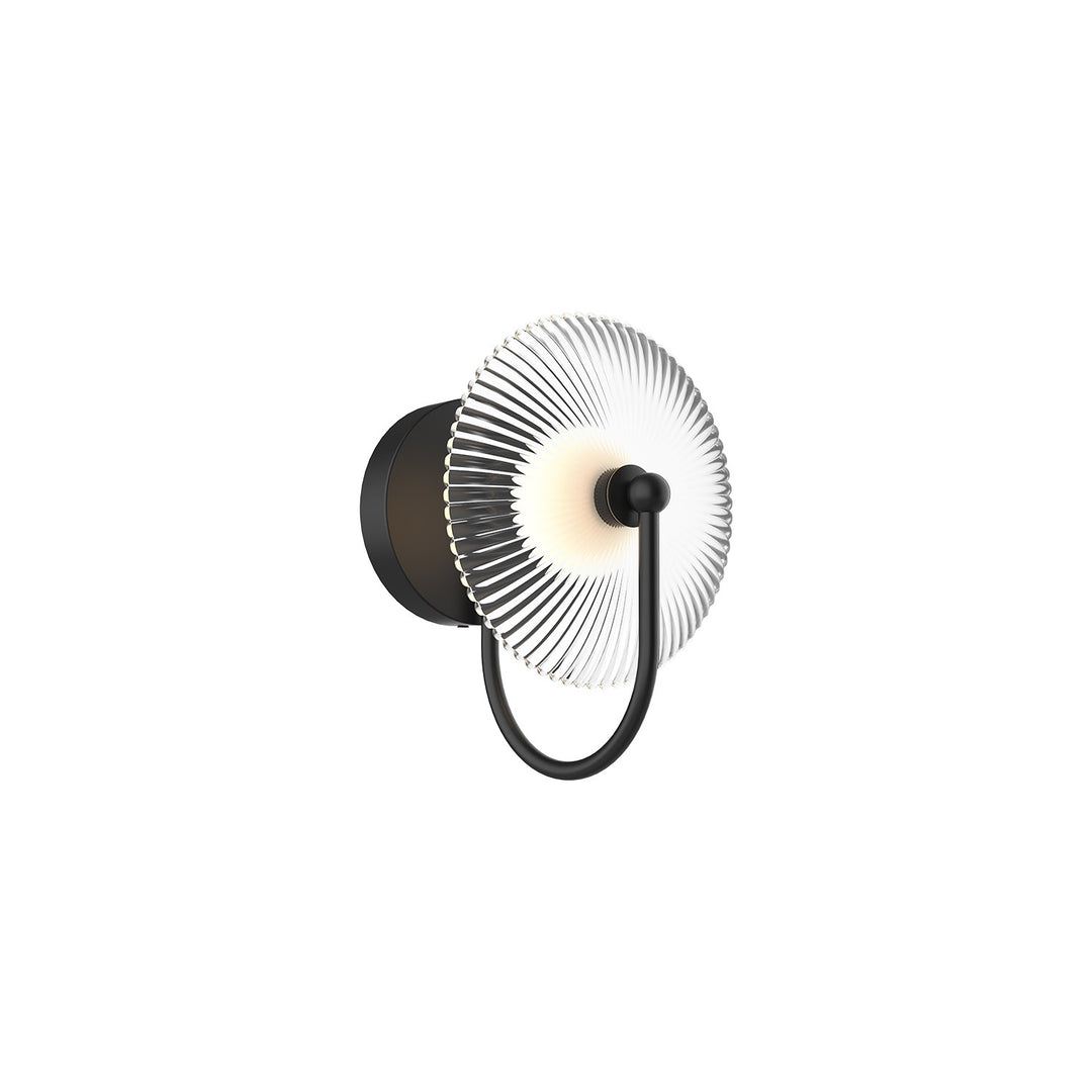 Alora Mood hera WV417801MBCR Wall Light - Matte Black/Clear Ribbed