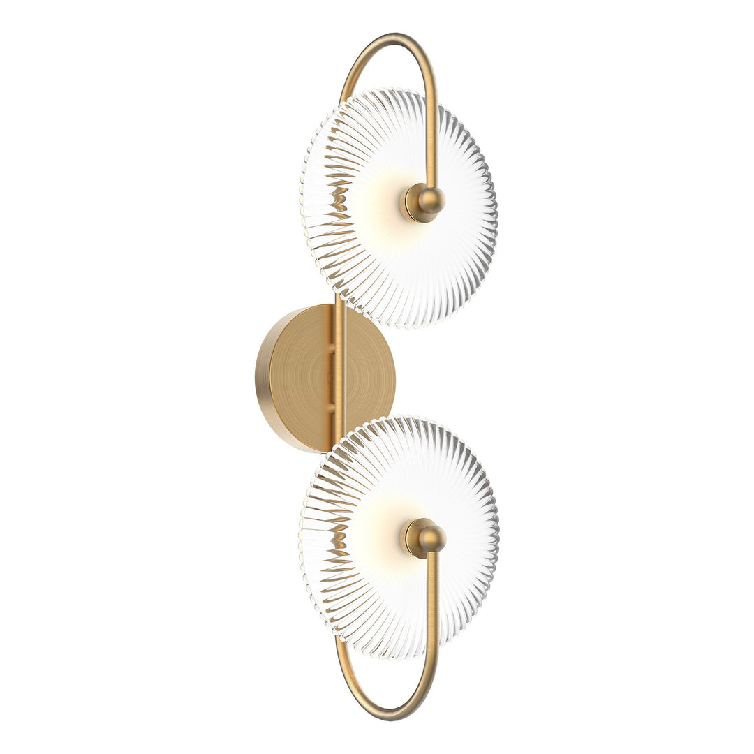 Alora Mood hera WV417802BGCR Wall Light - Brushed Gold/Clear Ribbed Glass
