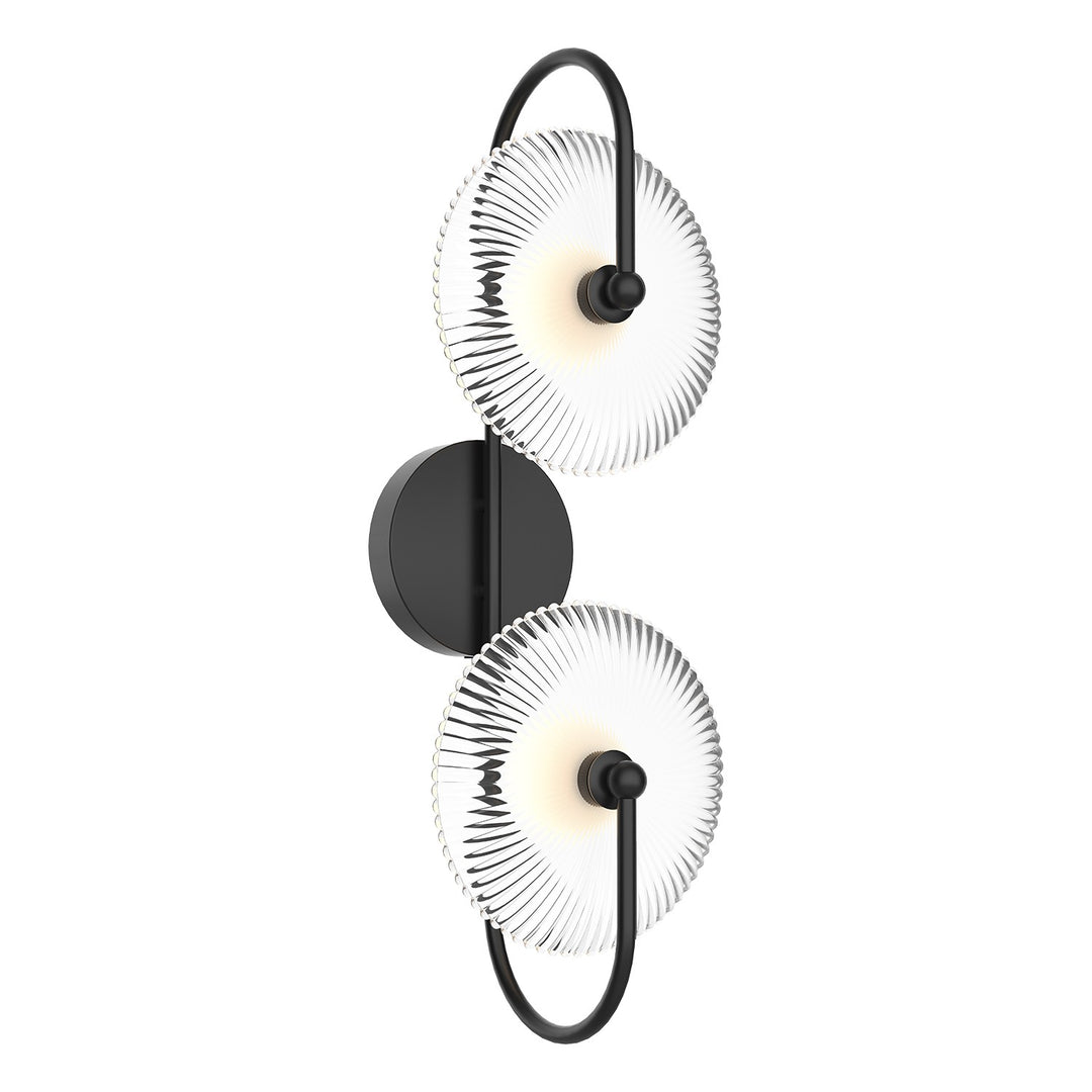 Alora Mood hera WV417802MBCR Wall Light - Matte Black/Clear Ribbed