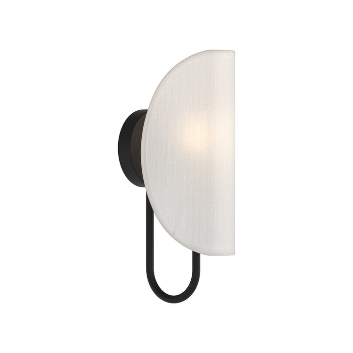Alora Mood seno WV450706MBCW Wall Light - Matte Black/White Cotton Fabric