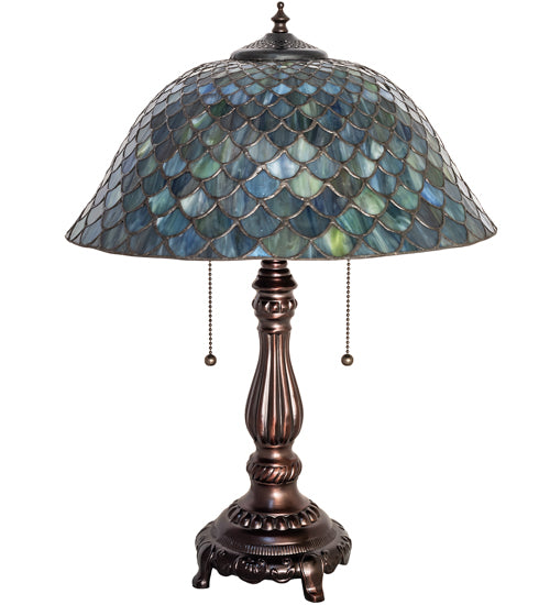 Meyda Tiffany Lighting 132148 Tiffany Fishscale Two Light Table Lamp Lamp Bronze / Dark