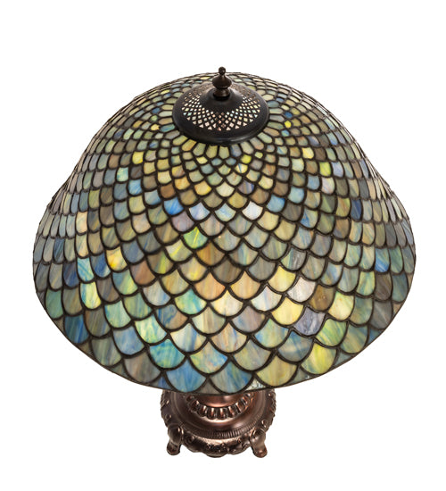 Meyda Tiffany Lighting 132148 Tiffany Fishscale Two Light Table Lamp Lamp Bronze / Dark