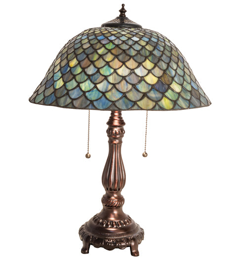 Meyda Tiffany Lighting 132148 Tiffany Fishscale Two Light Table Lamp Lamp Bronze / Dark