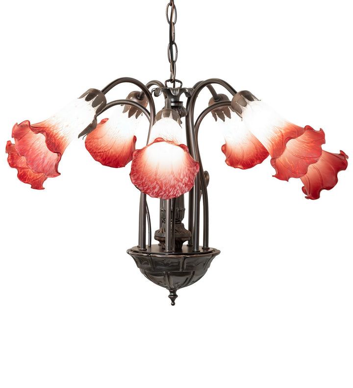 Meyda Tiffany Pink/White 12243 Chandelier Light - Mahogany Bronze