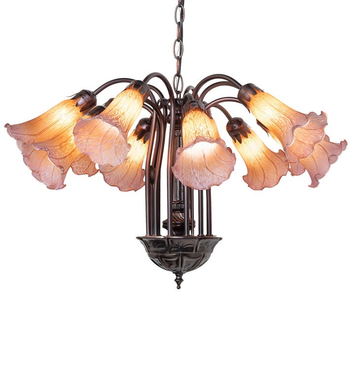 Meyda Tiffany Amber/Purple 17959 Chandelier Light - Mahogany Bronze