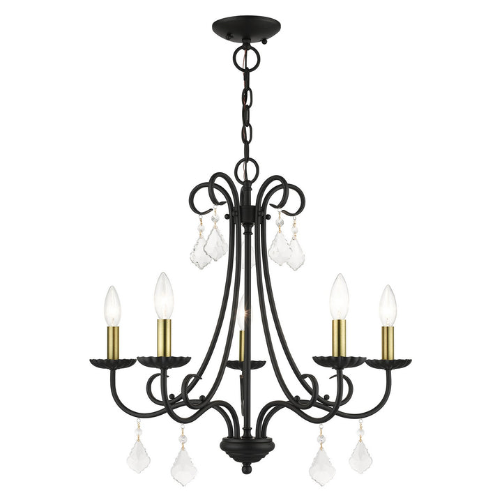 Livex Daphne 40875-04 Chandelier Light - Black with Antique Brass