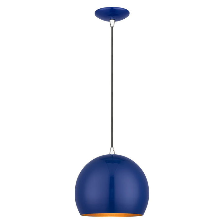 Livex Piedmont 41181-37 Pendant Light - Shiny Cobalt Blue with Polished Chrome