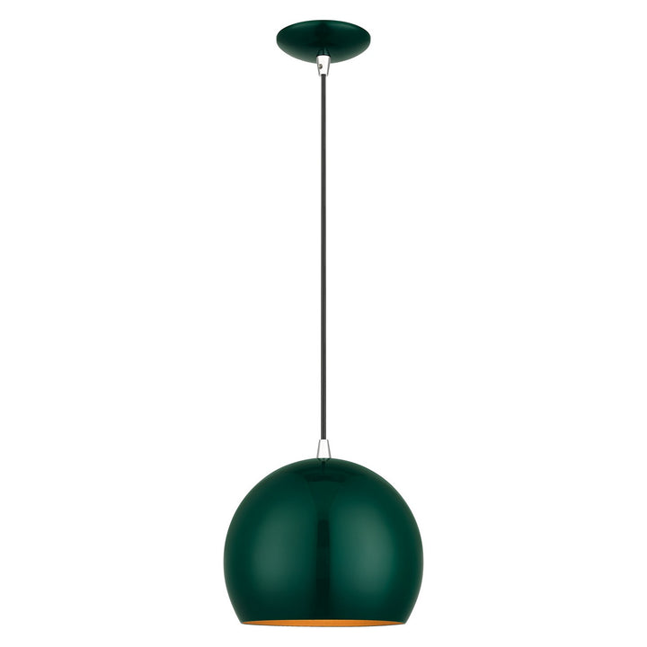 Livex Piedmont 41181-97 Pendant Light - Shiny Hunter Green with Polished Chrome