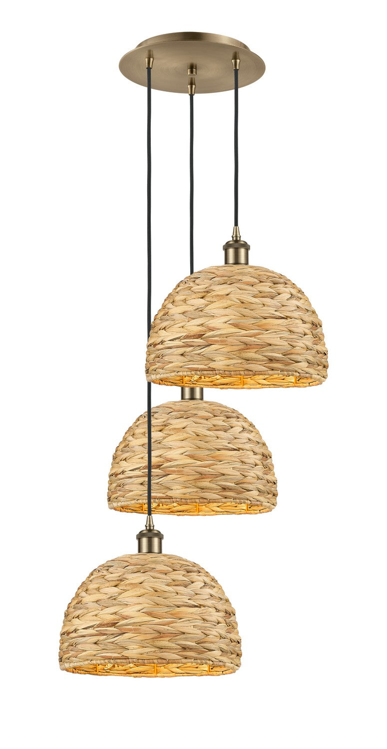 Innovations Downtown Urban 113B-3P-AB-RBD-12-NAT Chandelier Light - Antique Brass