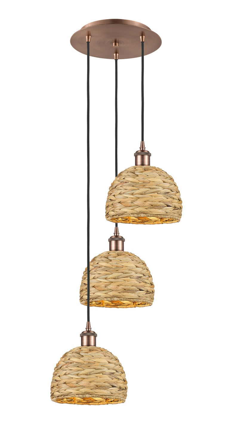 Innovations Downtown Urban 113B-3P-AC-RBD-8-NAT Chandelier Light - Antique Copper