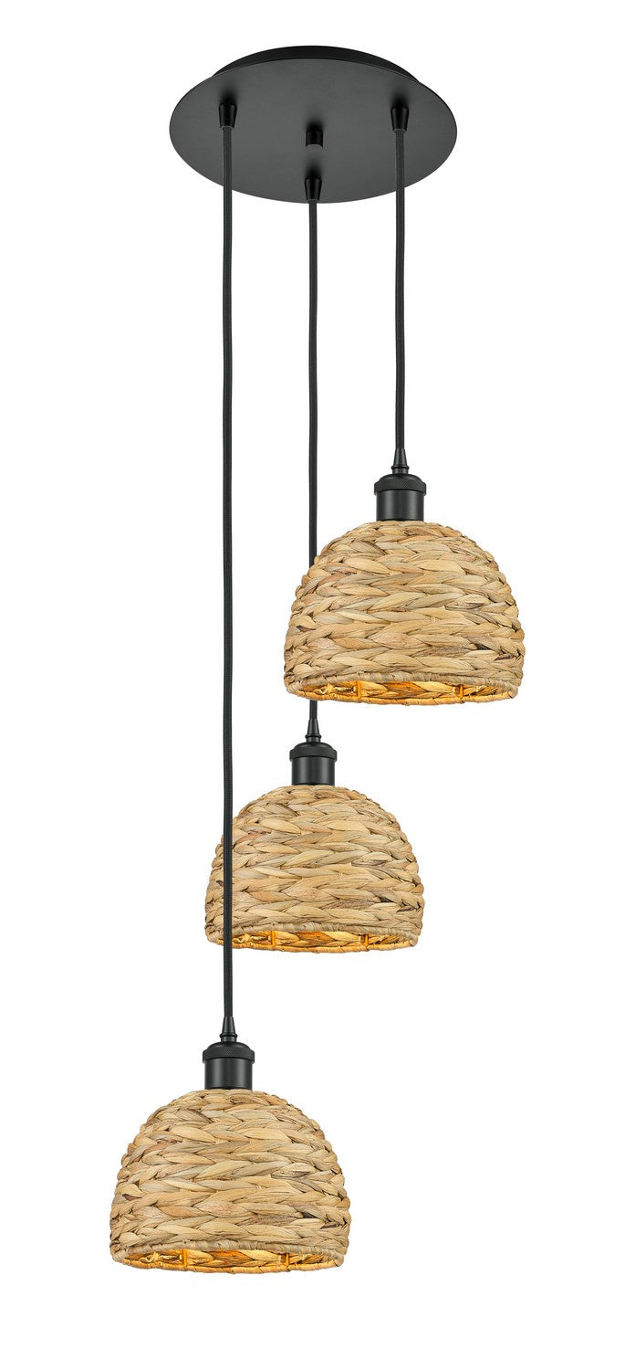 Innovations Downtown Urban 113B-3P-BK-RBD-8-NAT Chandelier Light - Matte Black
