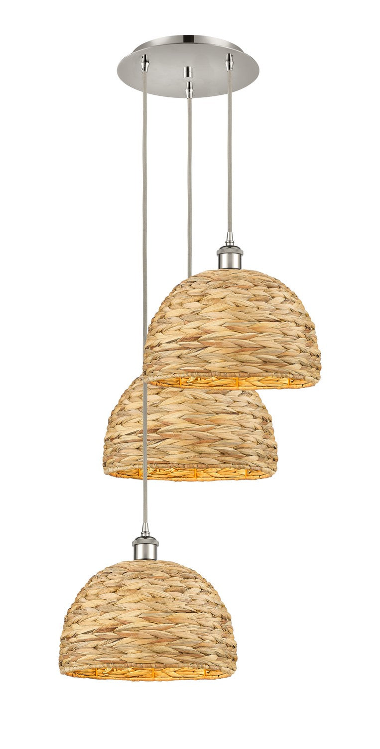 Innovations Downtown Urban 113B-3P-PN-RBD-12-NAT Chandelier Light - Polished Nickel