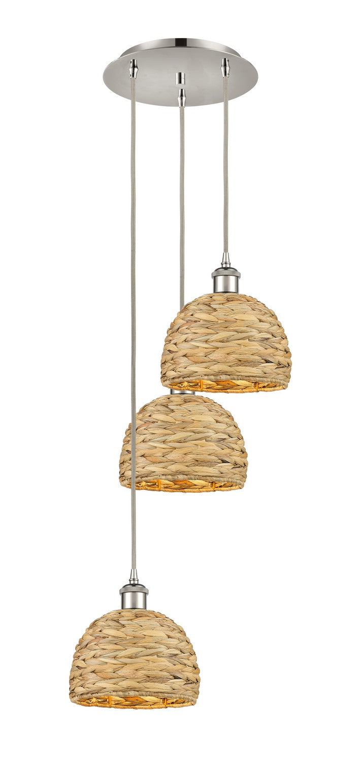 Innovations Downtown Urban 113B-3P-PN-RBD-8-NAT Chandelier Light - Polished Nickel