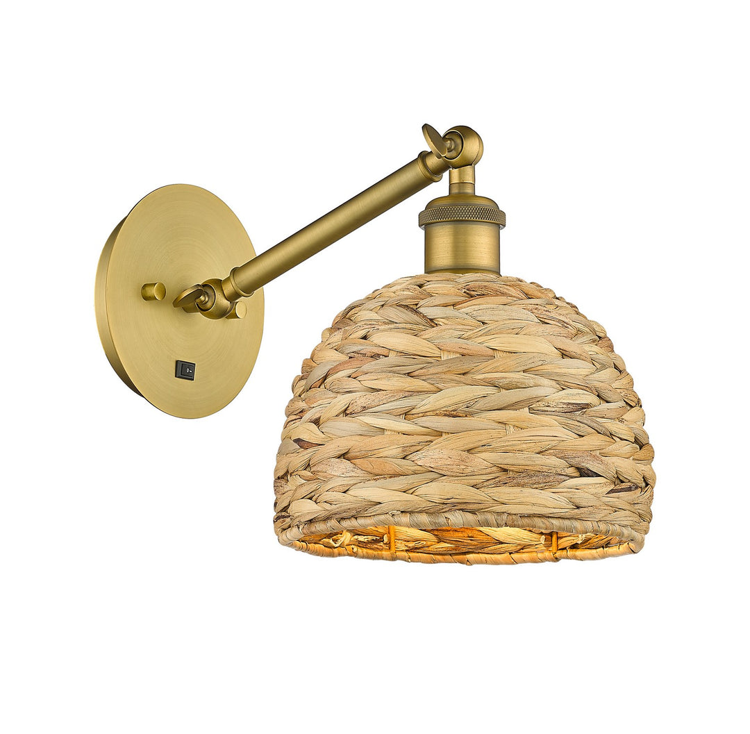 Innovations Downtown Urban 317-1W-BB-RBD-8-NAT Wall Sconce Light - Brushed Brass