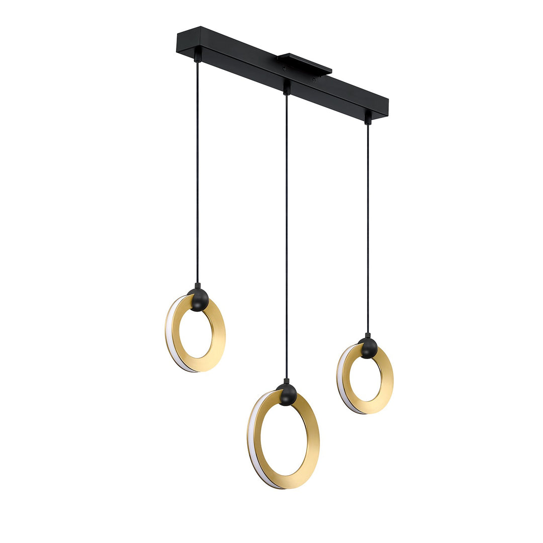 Kendal Circols PF328-3LBR-BLK/BRS Pendant Light - Black & Brass