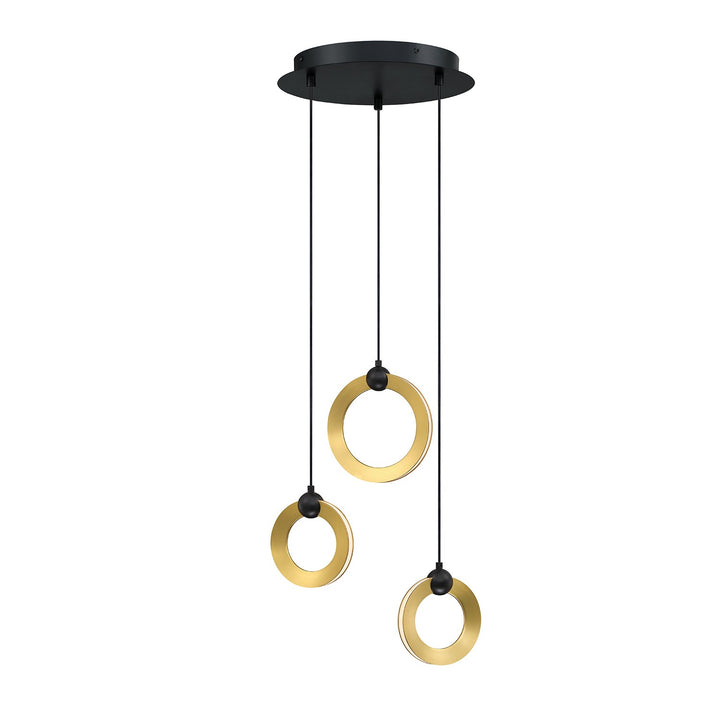 Kendal Circols PF328-3LPA-BLK/BRS Chandelier Light - Black & Brass