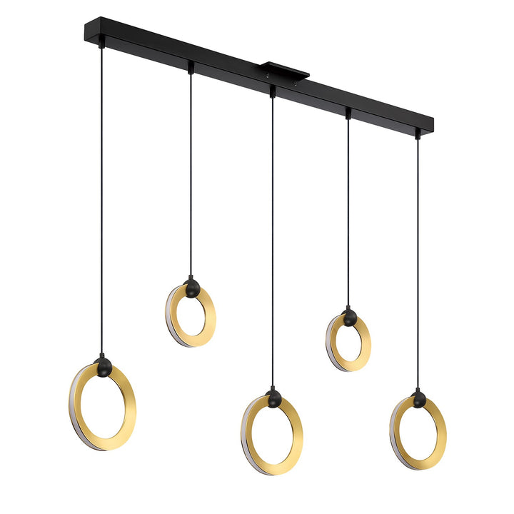 Kendal Circols PF328-5LBR-BLK/BRS Pendant Light - Black & Brass