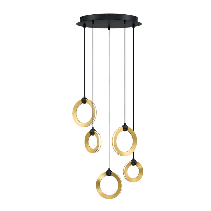 Kendal Circols PF328-5LPA-BLK/BRS Chandelier Light - Black & Brass