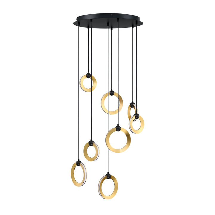 Kendal Circols PF328-8LPA-BLK/BRS Chandelier Light - Black & Brass