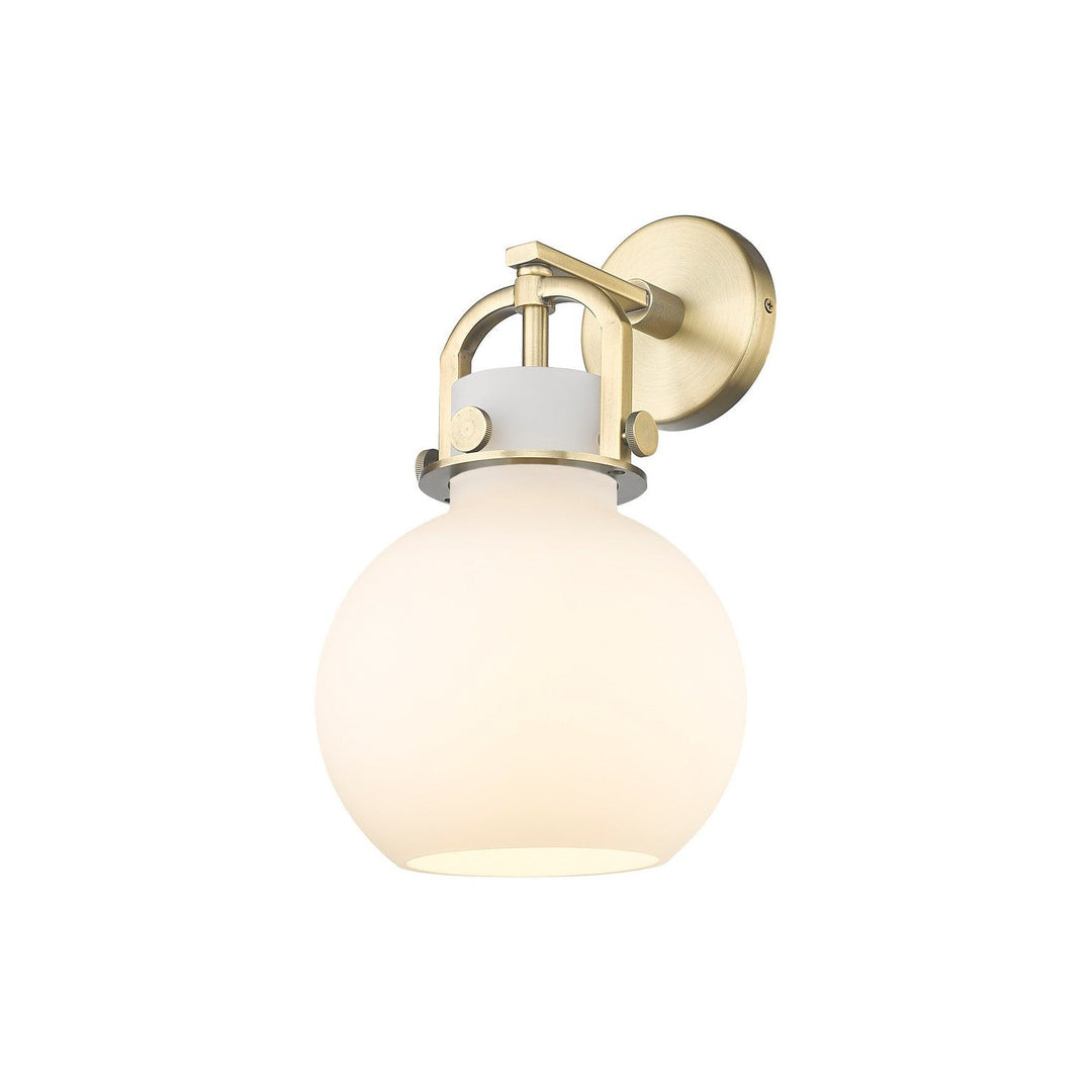 Innovations Newton 410-1W-BB-G410-8WH Wall Sconce Light - Brushed Brass