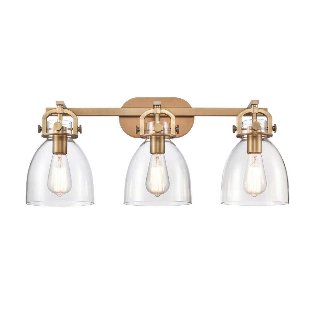 Innovations Downtown Urban 410-3W-BB-G412-7CL Bath Vanity Light 27 in. wide - Brushed Brass