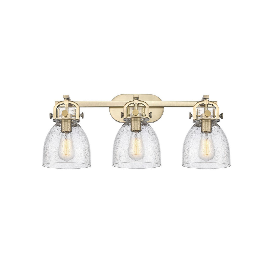 Innovations Downtown Urban 410-3W-BB-G412-7SDY Bath Vanity Light 27 in. wide - Brushed Brass