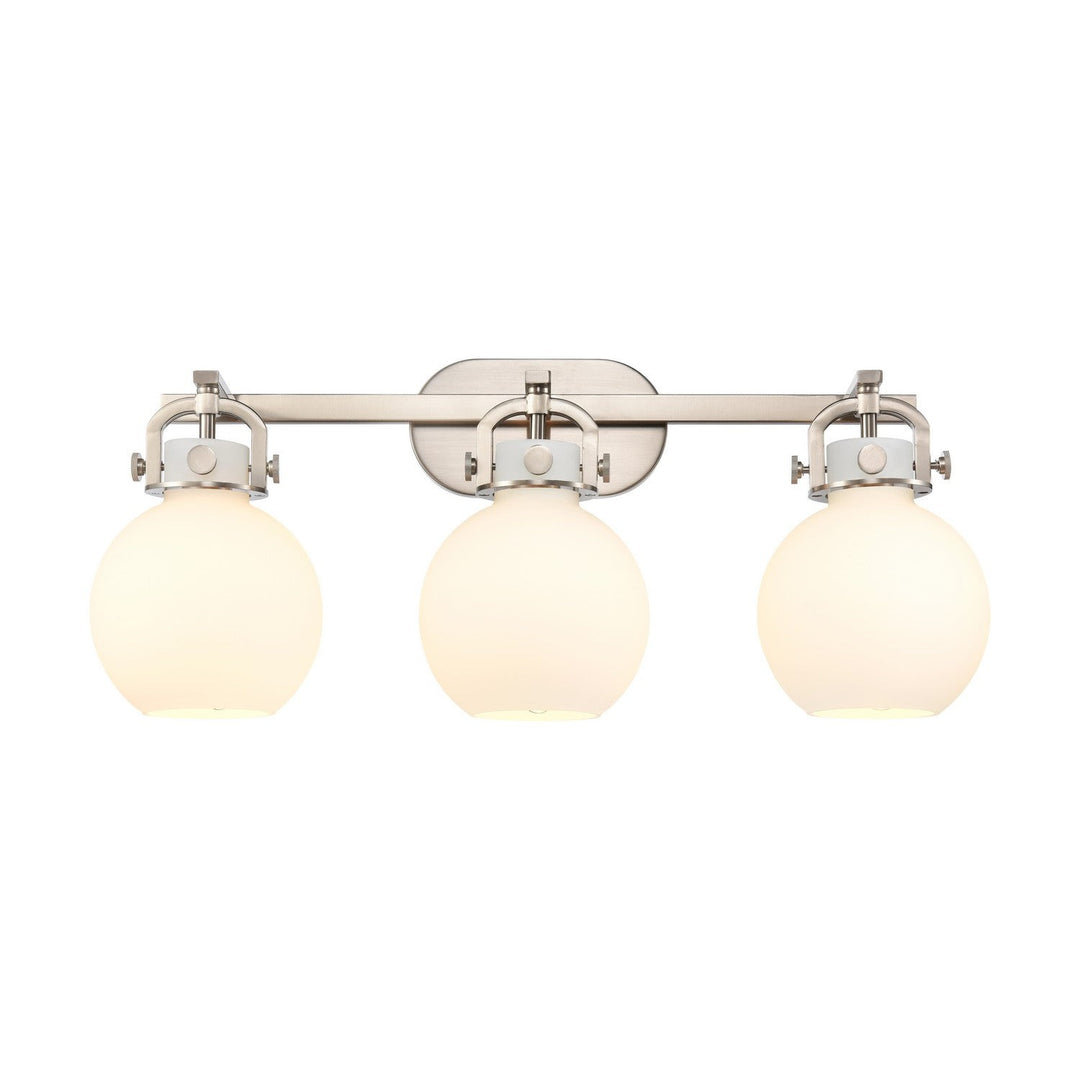 Innovations Newton 410-3W-SN-G410-7WH Bath Vanity Light 27 in. wide - Brushed Satin Nickel