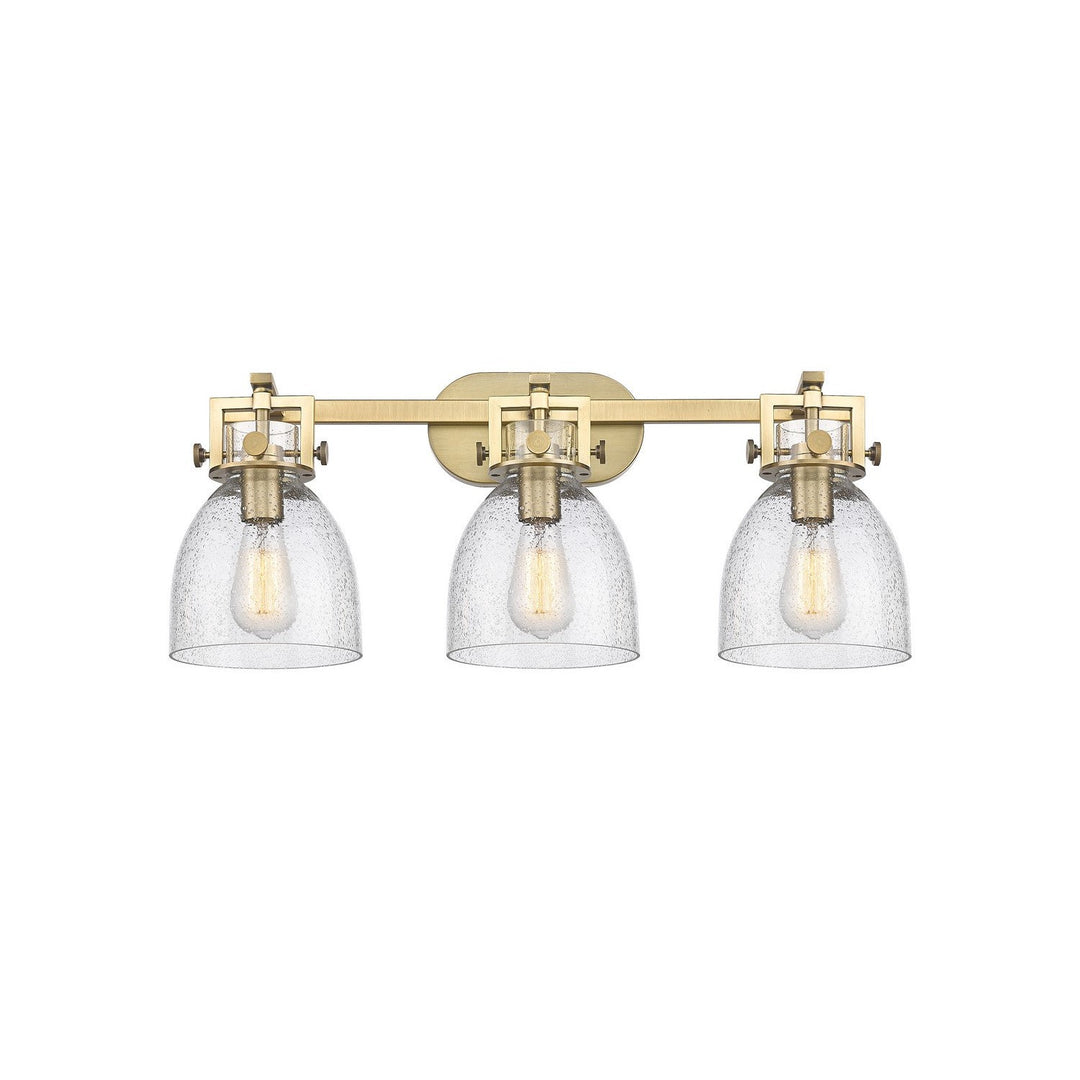 Innovations Downtown Urban 411-3W-BB-G412-7SM Bath Vanity Light 27 in. wide - Brushed Brass