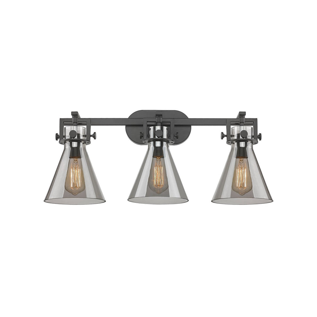 Innovations Newton 411-3W-BK-G411-7SM Bath Vanity Light 27 in. wide - Matte Black