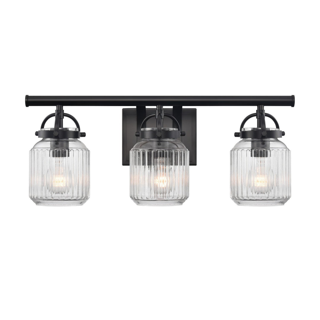 Innovations Latreille 416-3W-BK-G416-8CL Bath Vanity Light 22 in. wide - Matte Black