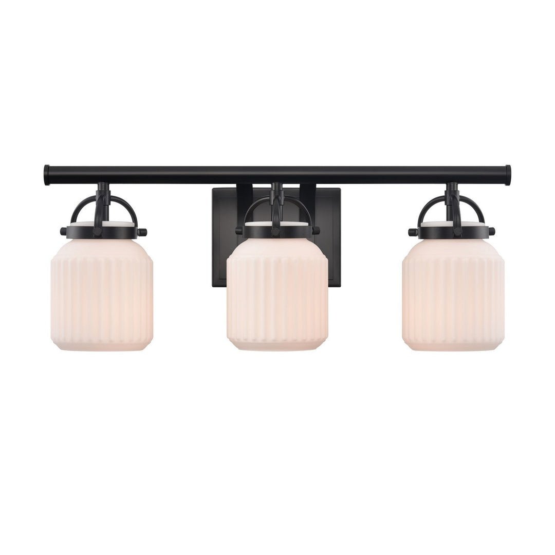 Innovations Latreille 416-3W-BK-G416-8WH Bath Vanity Light 22 in. wide - Matte Black