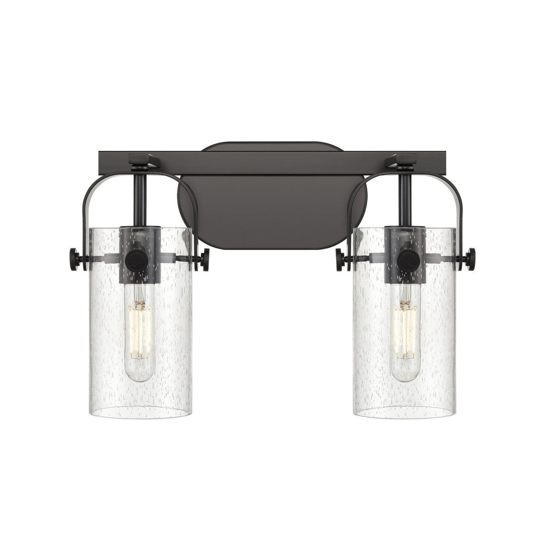 Innovations Pilaster 423-2W-BK-G423-7SDY Bath Vanity Light 15 in. wide - Matte Black