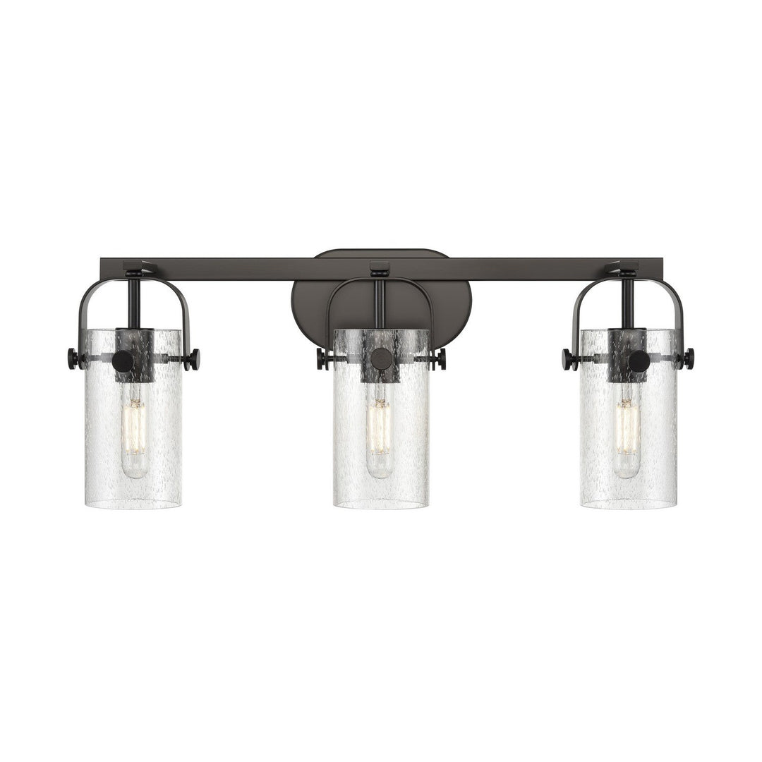 Innovations Pilaster 423-3W-BK-G423-7SDY Bath Vanity Light 25 in. wide - Matte Black