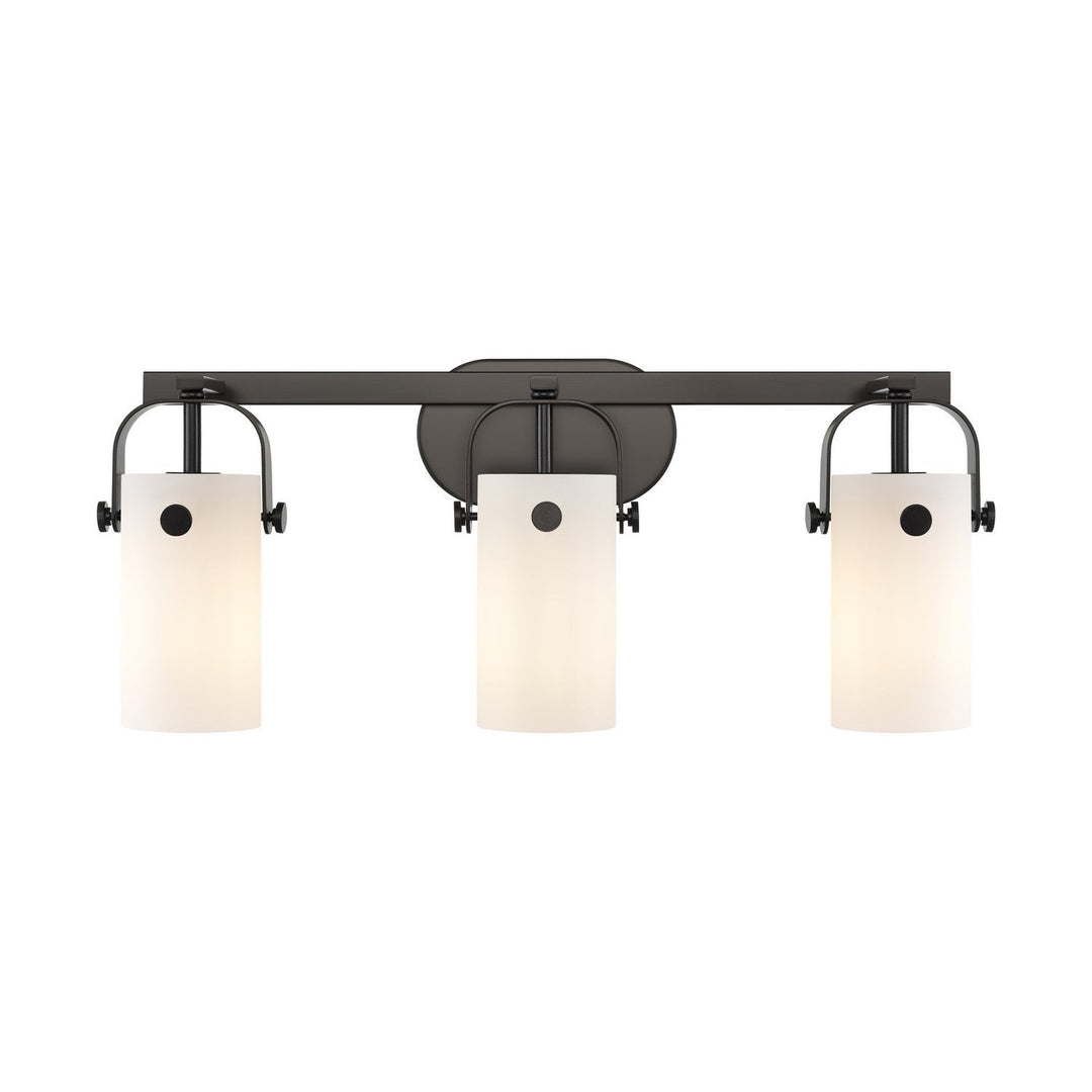Innovations Pilaster 423-3W-BK-G423-7WH Bath Vanity Light 25 in. wide - Matte Black