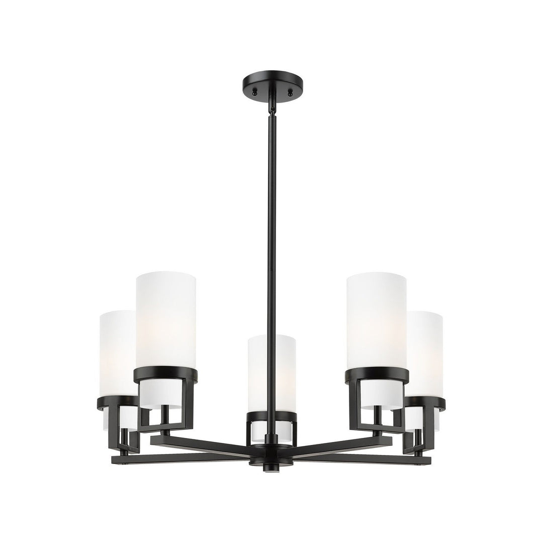 Innovations Downtown Urban 426-5CR-BK-G426-8WH Chandelier Light - Matte Black