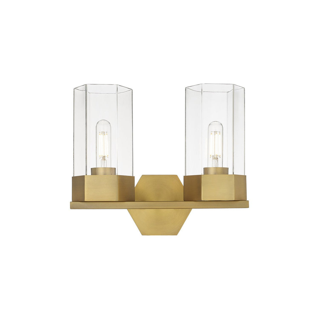 Innovations Downtown Urban 427-2W-BB-G427-9CL Bath Vanity Light 13 in. wide - Brushed Brass