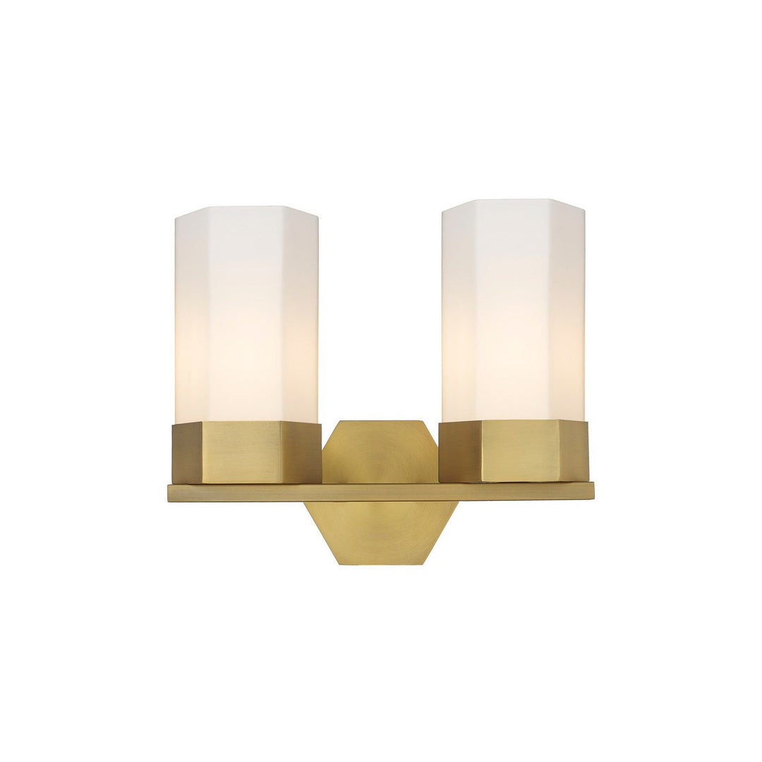 Innovations Downtown Urban 427-2W-BB-G427-9WH Bath Vanity Light 13 in. wide - Brushed Brass