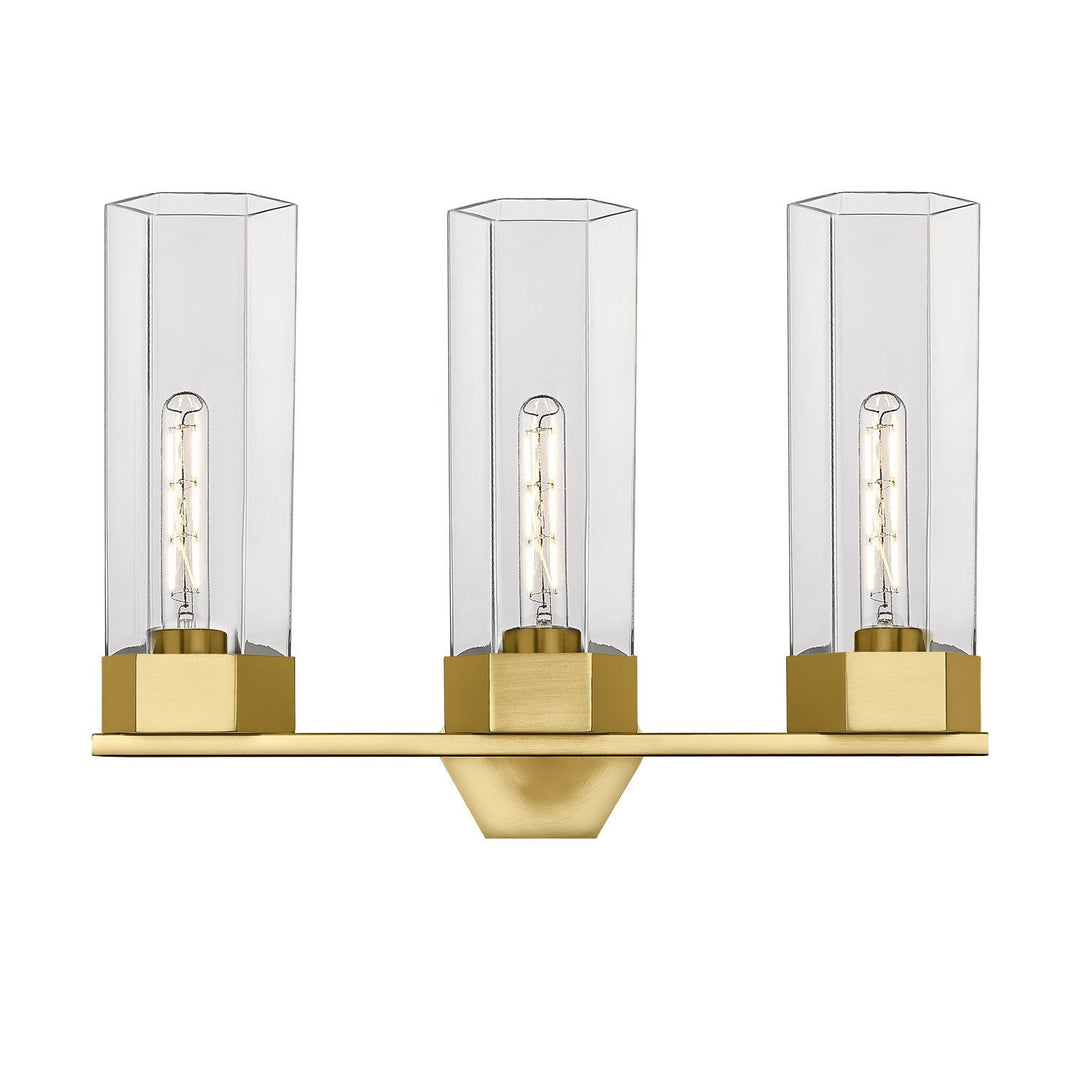 Innovations Downtown Urban 427-3W-BB-G427-14CL Bath Vanity Light 22 in. wide - Brushed Brass