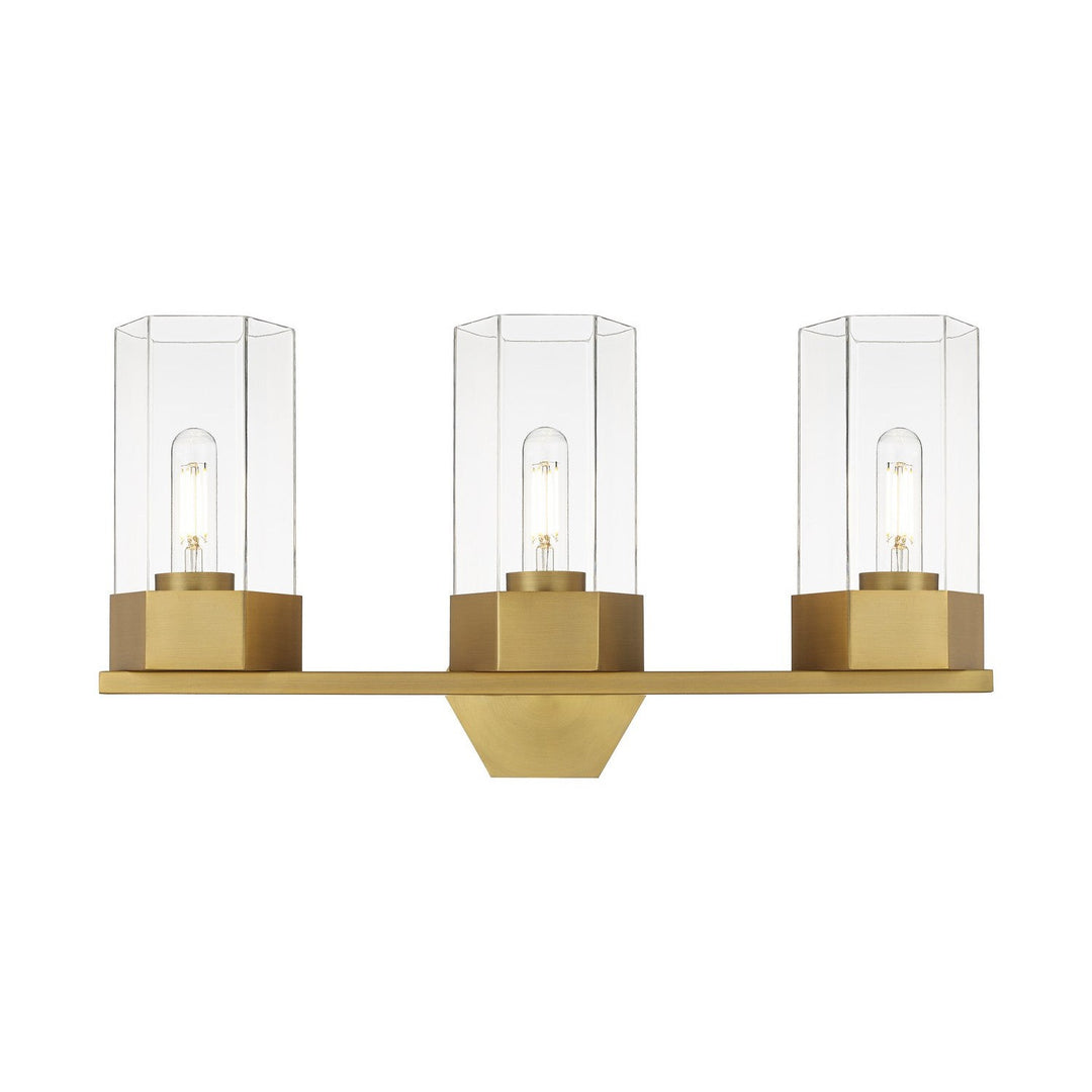 Innovations Downtown Urban 427-3W-BB-G427-9CL Bath Vanity Light 22 in. wide - Brushed Brass