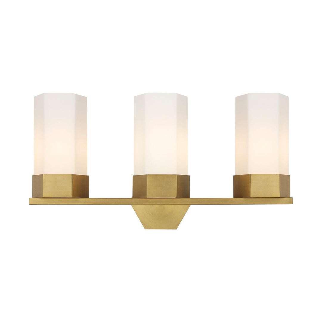 Innovations Downtown Urban 427-3W-BB-G427-9WH Bath Vanity Light 22 in. wide - Brushed Brass