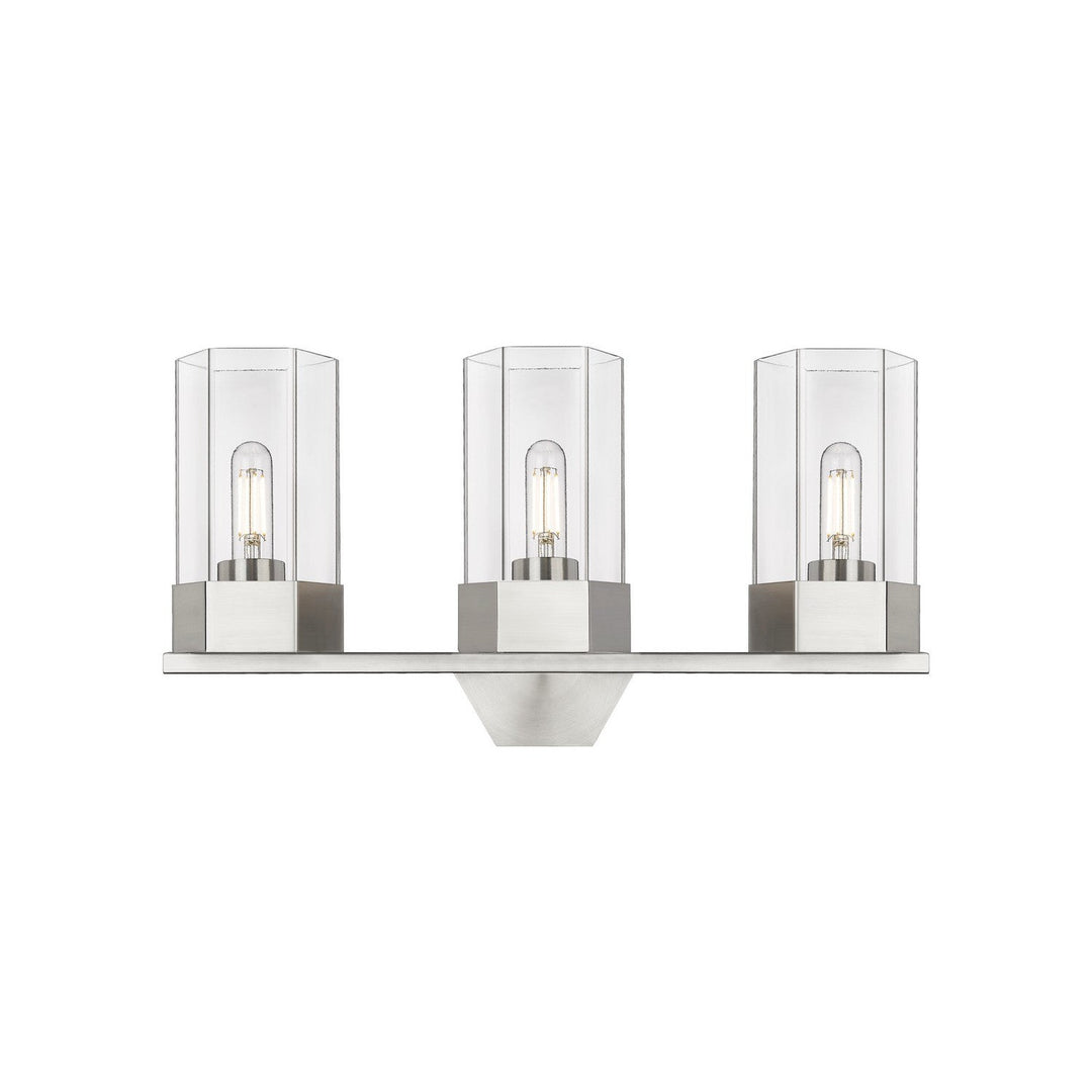 Innovations Downtown Urban 427-3W-SN-G427-9CL Bath Vanity Light 22 in. wide - Satin Nickel