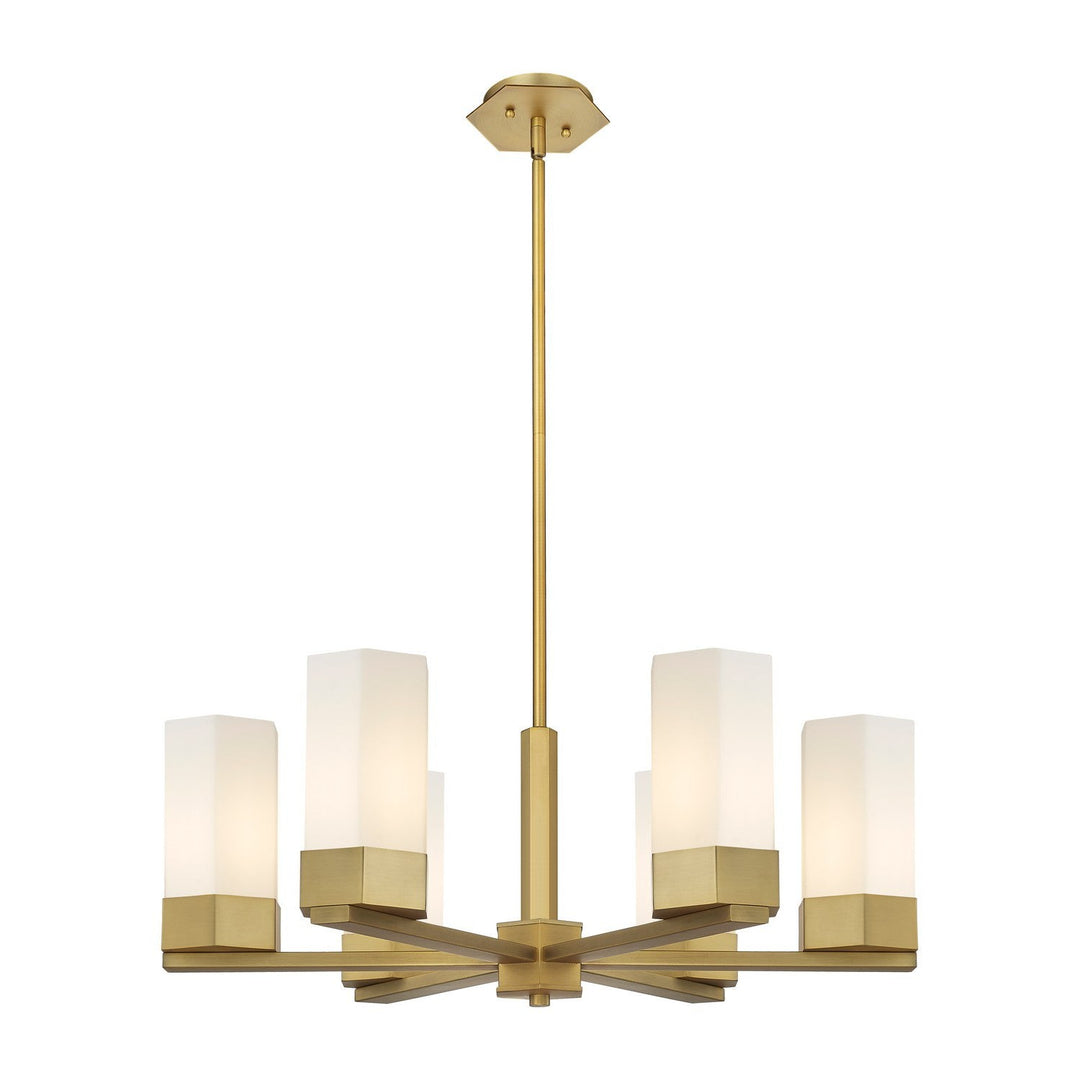 Innovations Downtown Urban 427-6CR-BB-G427-9WH Chandelier Light - Brushed Brass