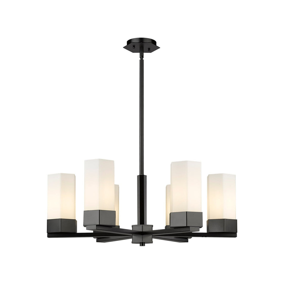 Innovations Downtown Urban 427-6CR-BK-G427-9WH Chandelier Light - Matte Black