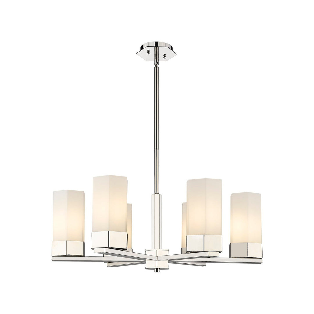 Innovations Downtown Urban 427-6CR-PN-G427-9WH Chandelier Light - Polished Nickel