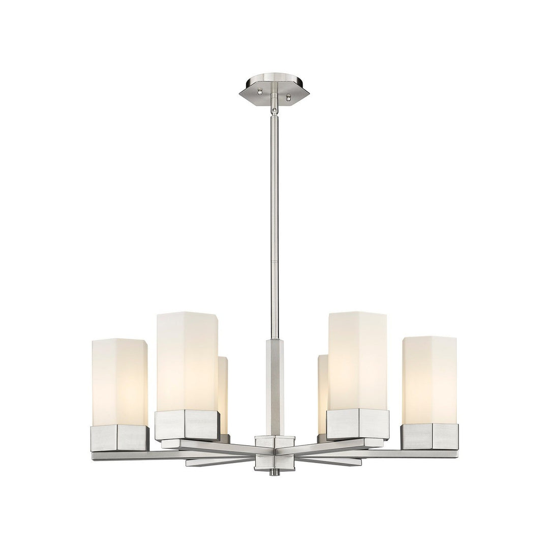 Innovations Downtown Urban 427-6CR-SN-G427-9WH Chandelier Light - Satin Nickel