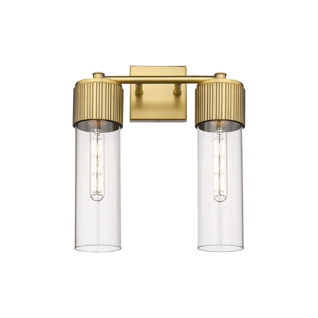 Innovations Downtown Urban 428-2W-BB-G428-12CL Bath Vanity Light 14 in. wide - Brushed Brass